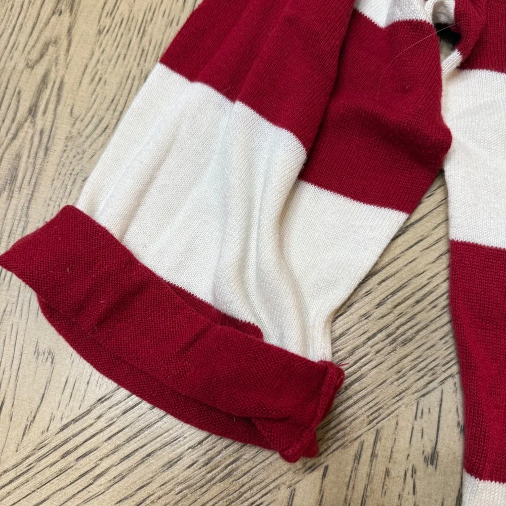 Gap Women Large Red White Striped Crew Neck‎ Long Sleeve Sweater